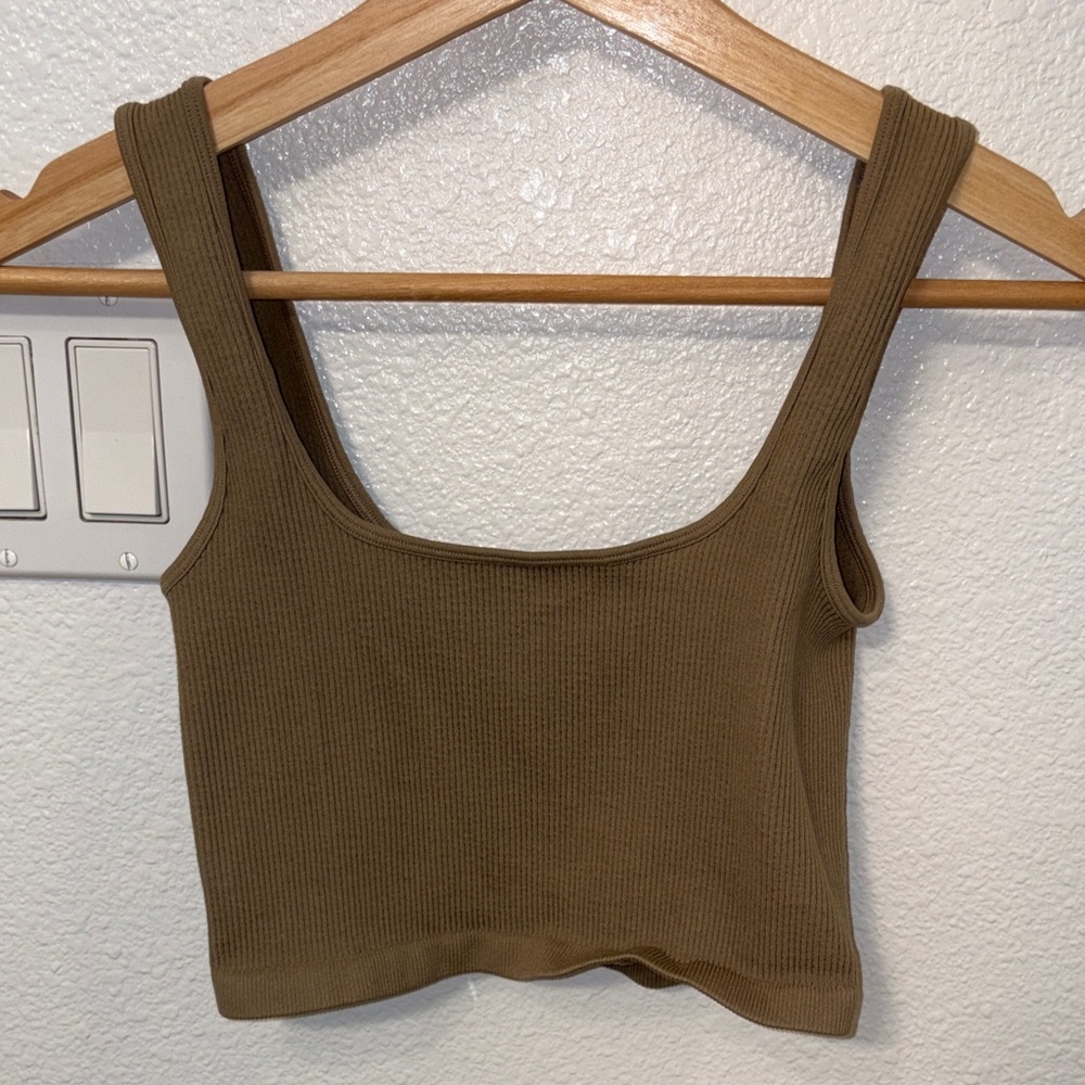 Women's Brown Ribbed Tank Top